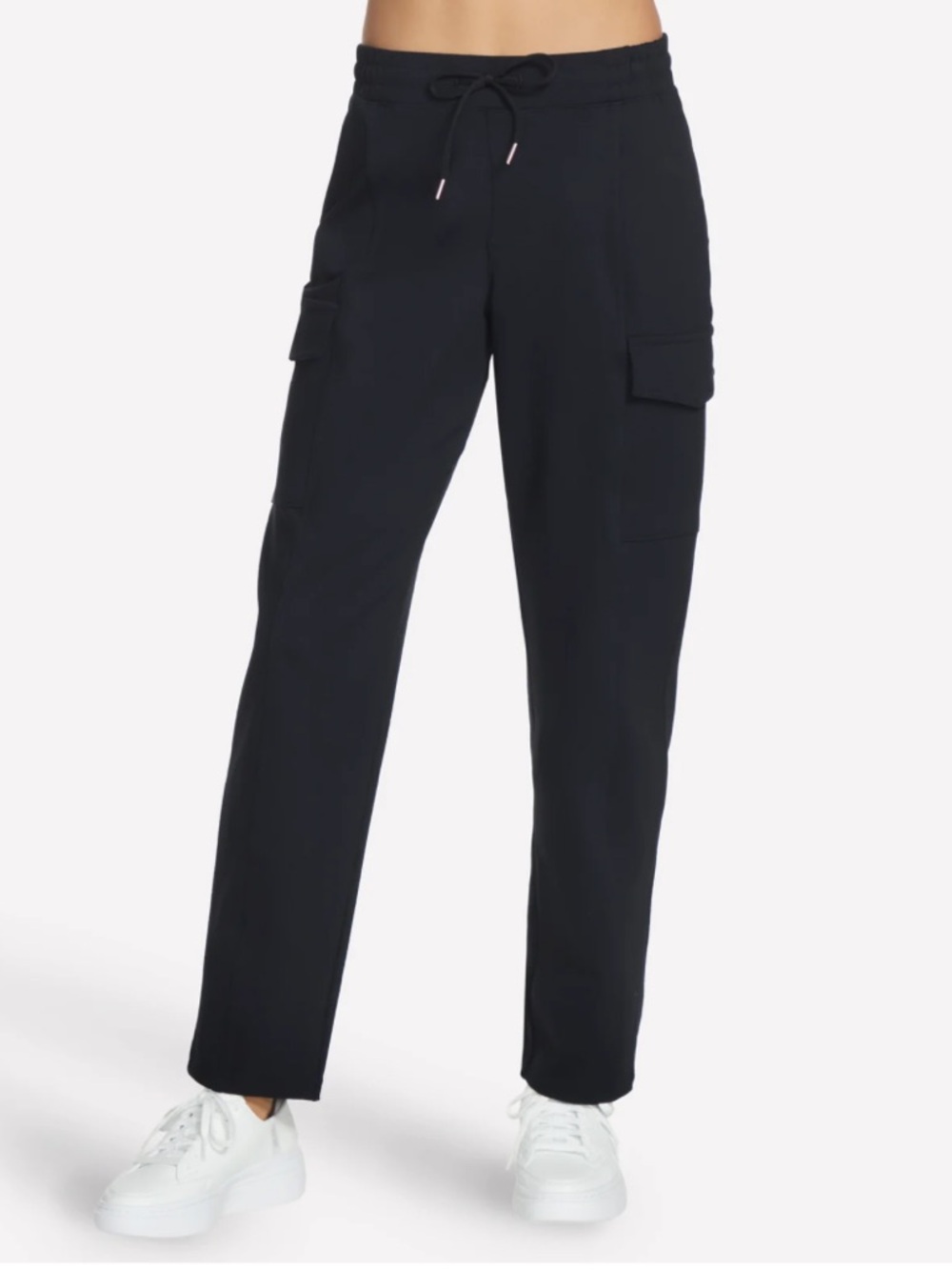 Skechers Black Cargo Slip On Pants with Drawstring Waist Large NWT